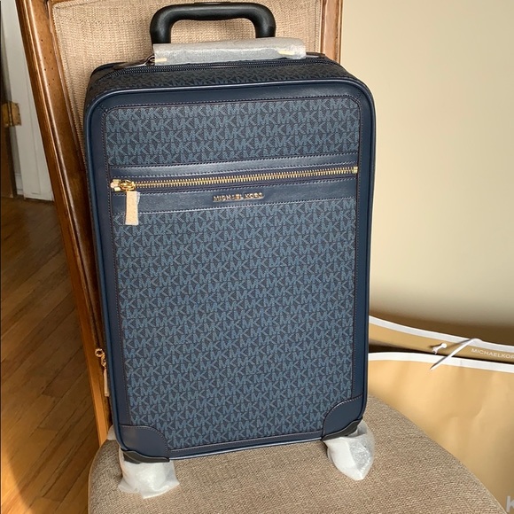 Michael Kors Carry On Luggage Trolley Navy Blue - Picture 2 of 8